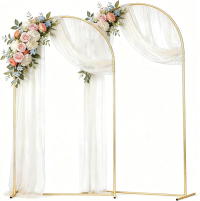 Soporte arco metal dorado 6-7.2pies para bodas jardín