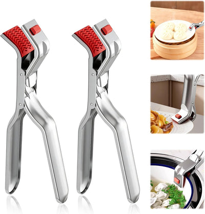 Pinzas de agarre de placa caliente acero inoxidable, clips antiquemaduras multifuncionales