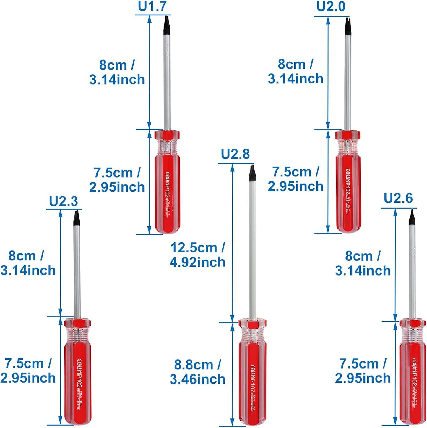 Set 5 llaves inglesas magnéticas M1.7-M2.8 acero cromado vanadio