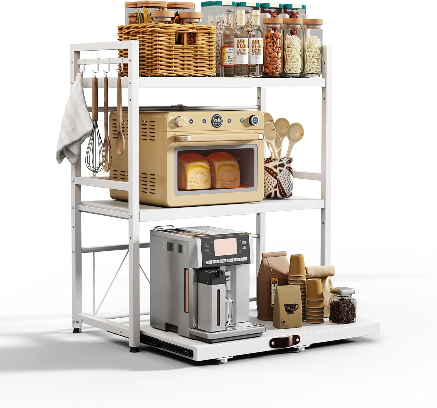 Soporte expandible microondas 3 niveles 8 ganchos cocina