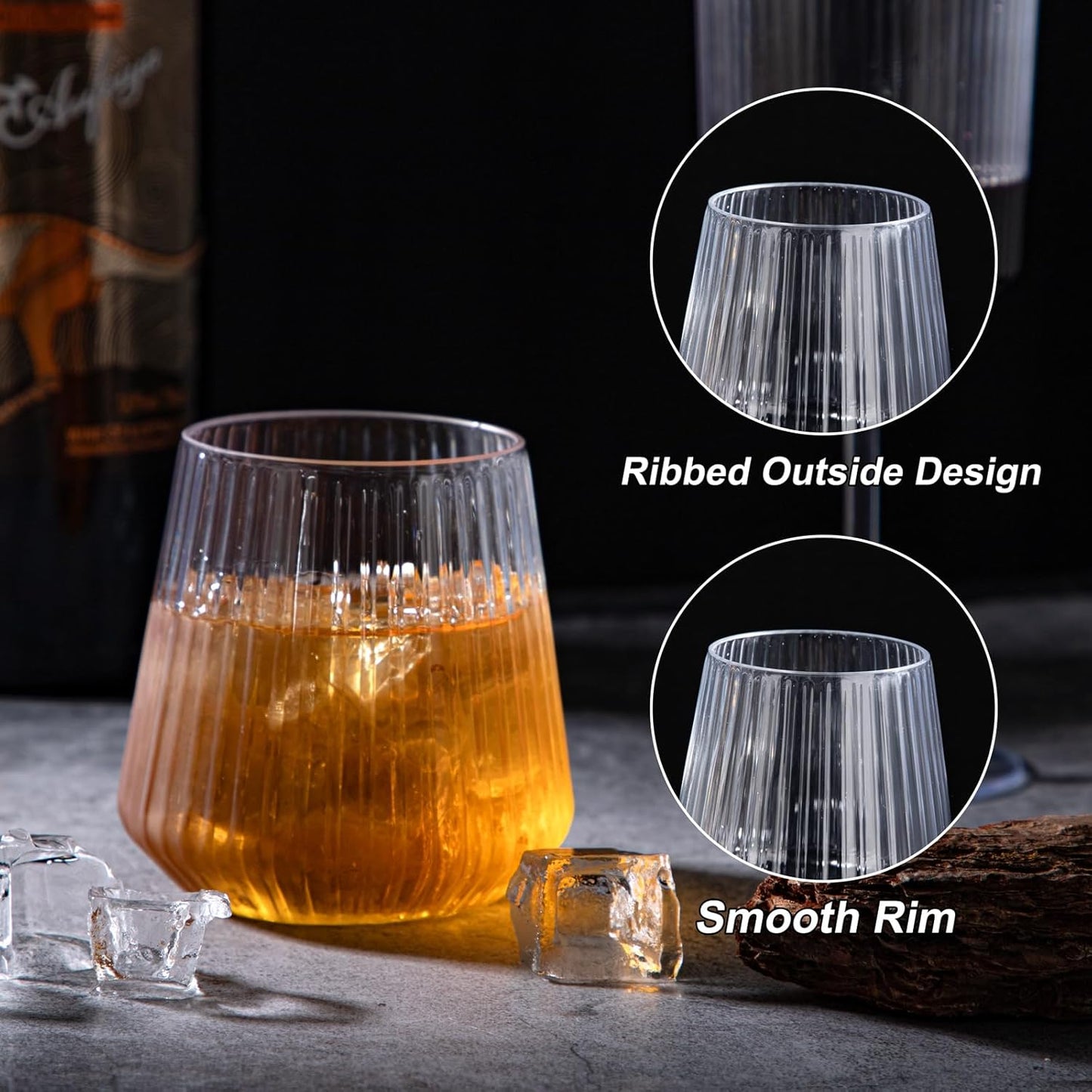 Paquete de 30 copas de vino acanaladas de plástico