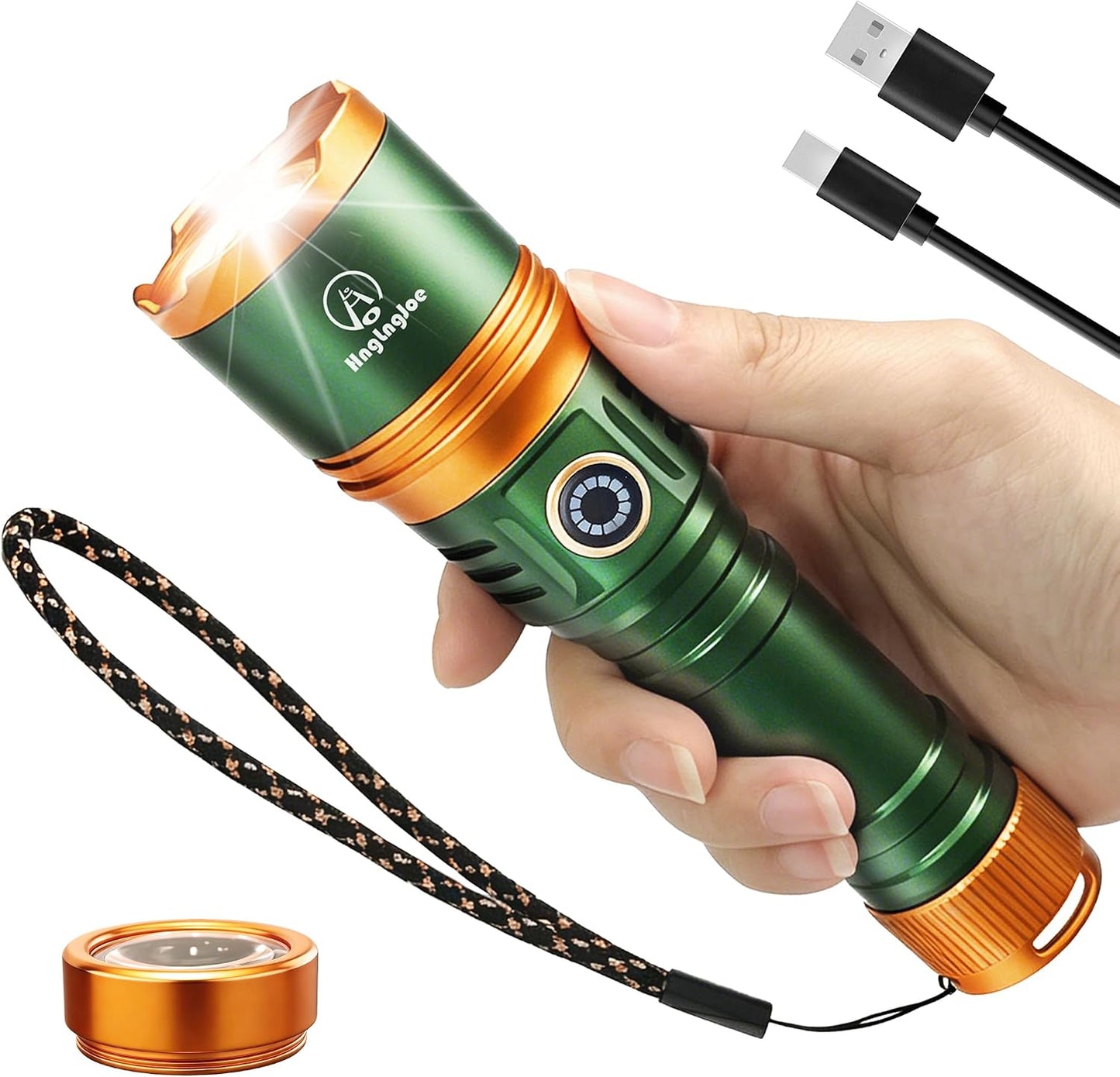 Linterna recargable LED 5000 lúmenes táctica impermeable