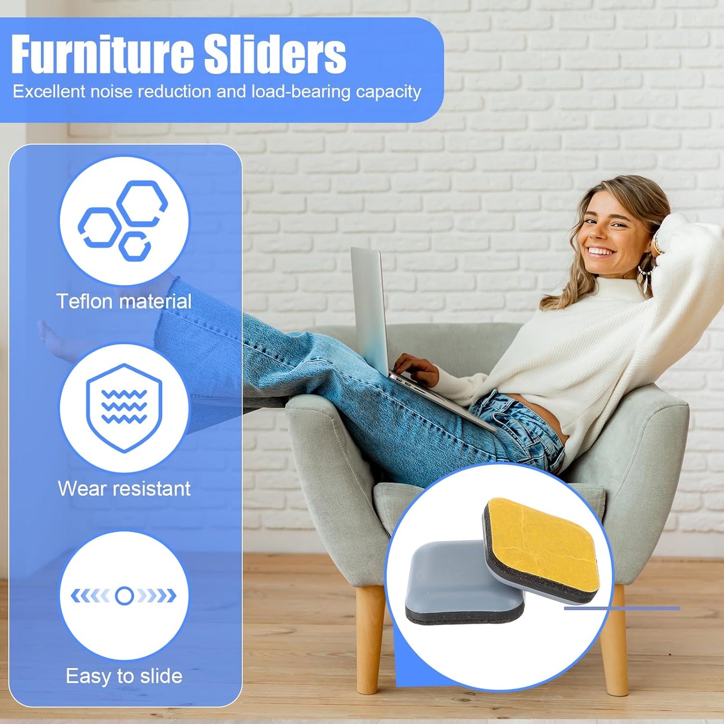 16 Pzas Protectores muebles reutilizables para suelos de madera