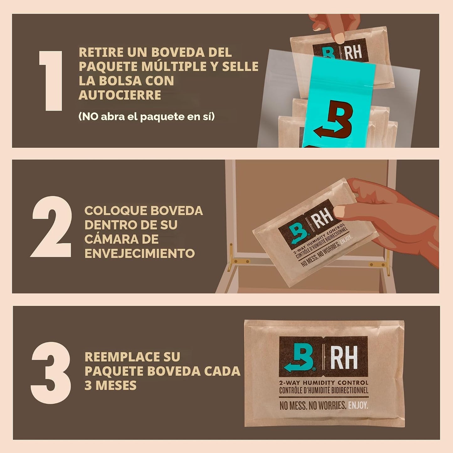Paquete 4 control humedad 72% para cajas de madera