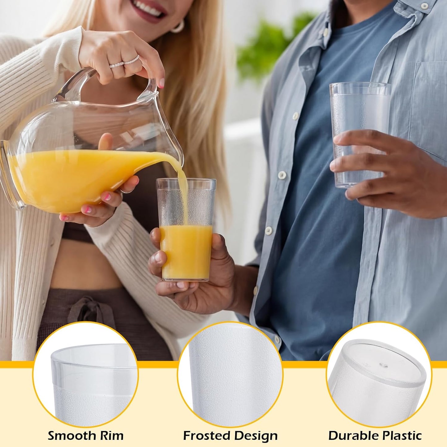 Vasos plástico transparente 12oz reutilizables apilables