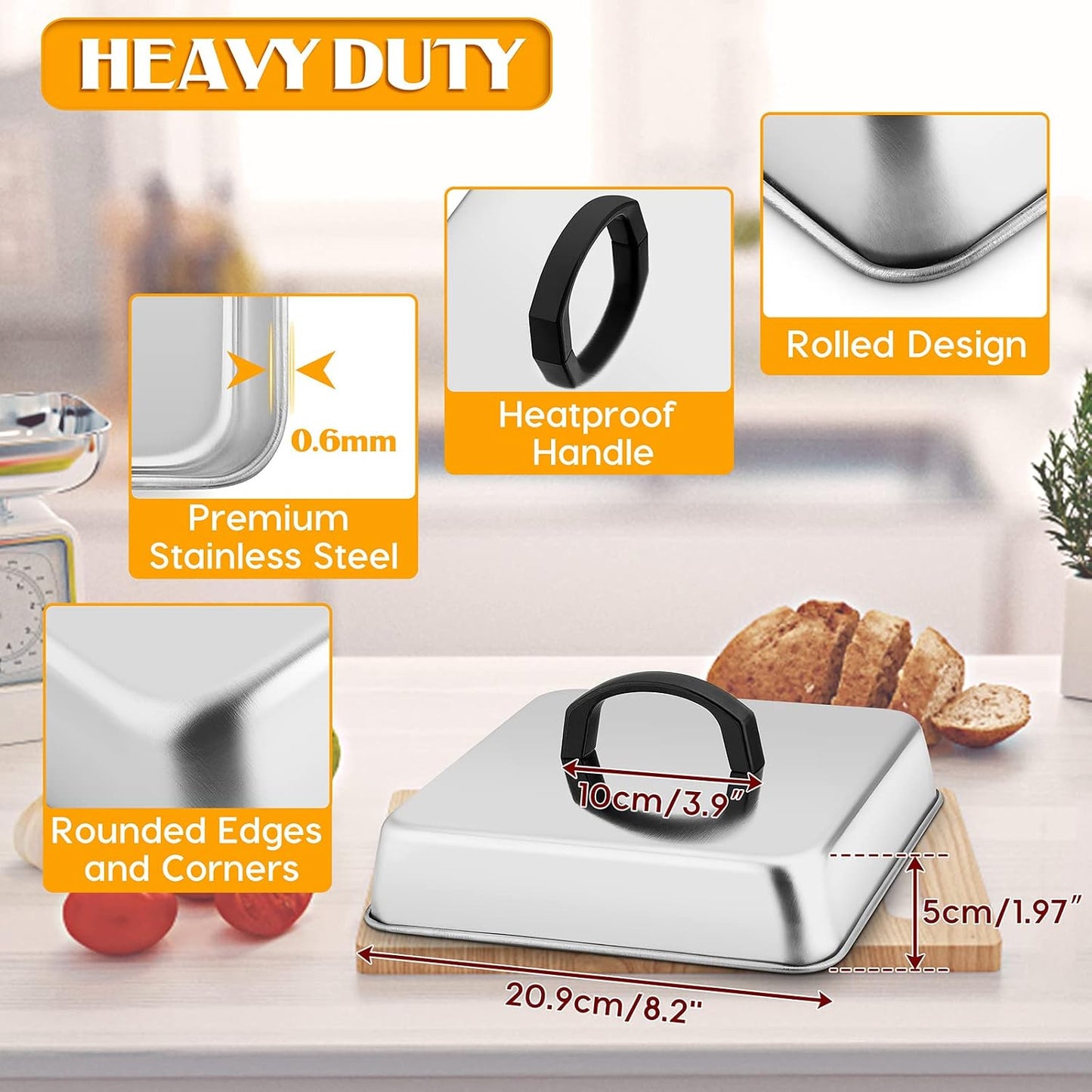 Cúpula acero inox 8.2pulg para fundir queso cocina