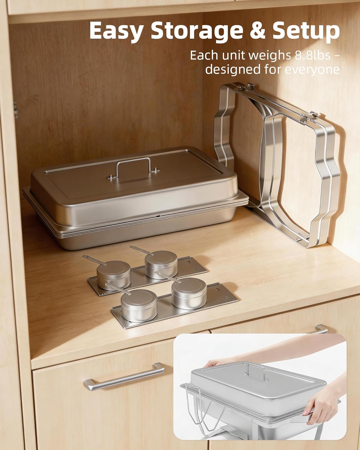 Platos buffet acero inox 9.5qt con bandeja 1/2