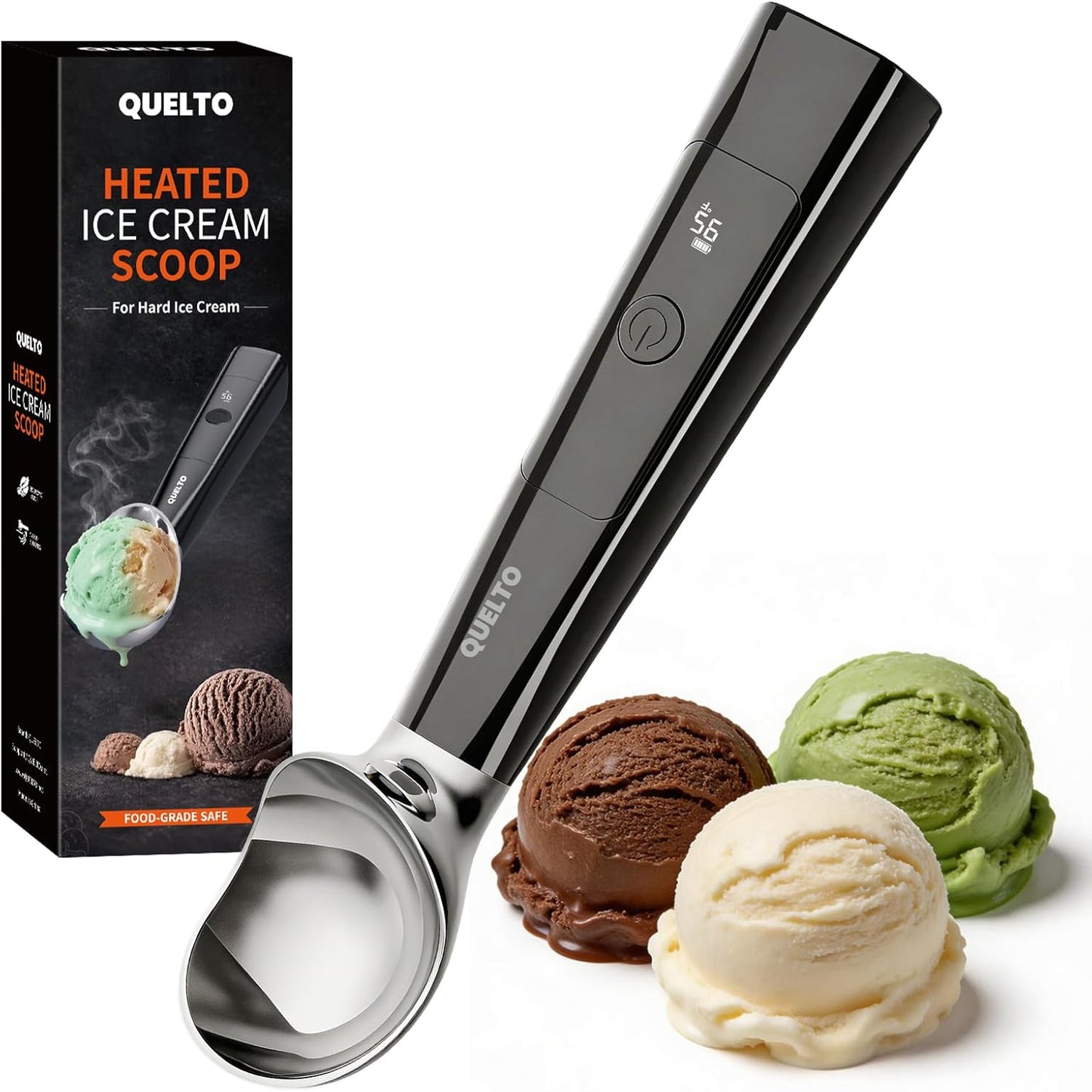 Cuchara helado térmica LED recargable acero inox