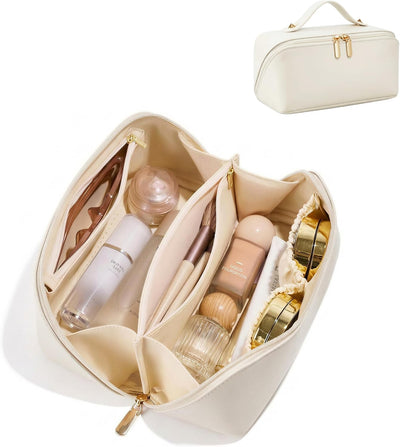 Bolsa cosméticos viaje cuero PU con organizador