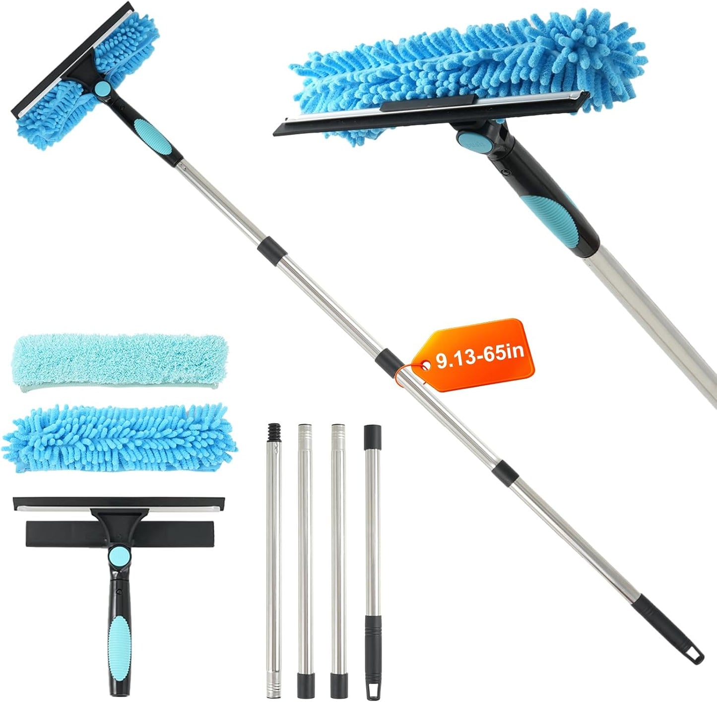 Kit lavado ventanas 65pulg poste 2en1 con limpiador