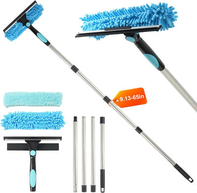 Kit lavado ventanas 65pulg poste 2en1 con limpiador