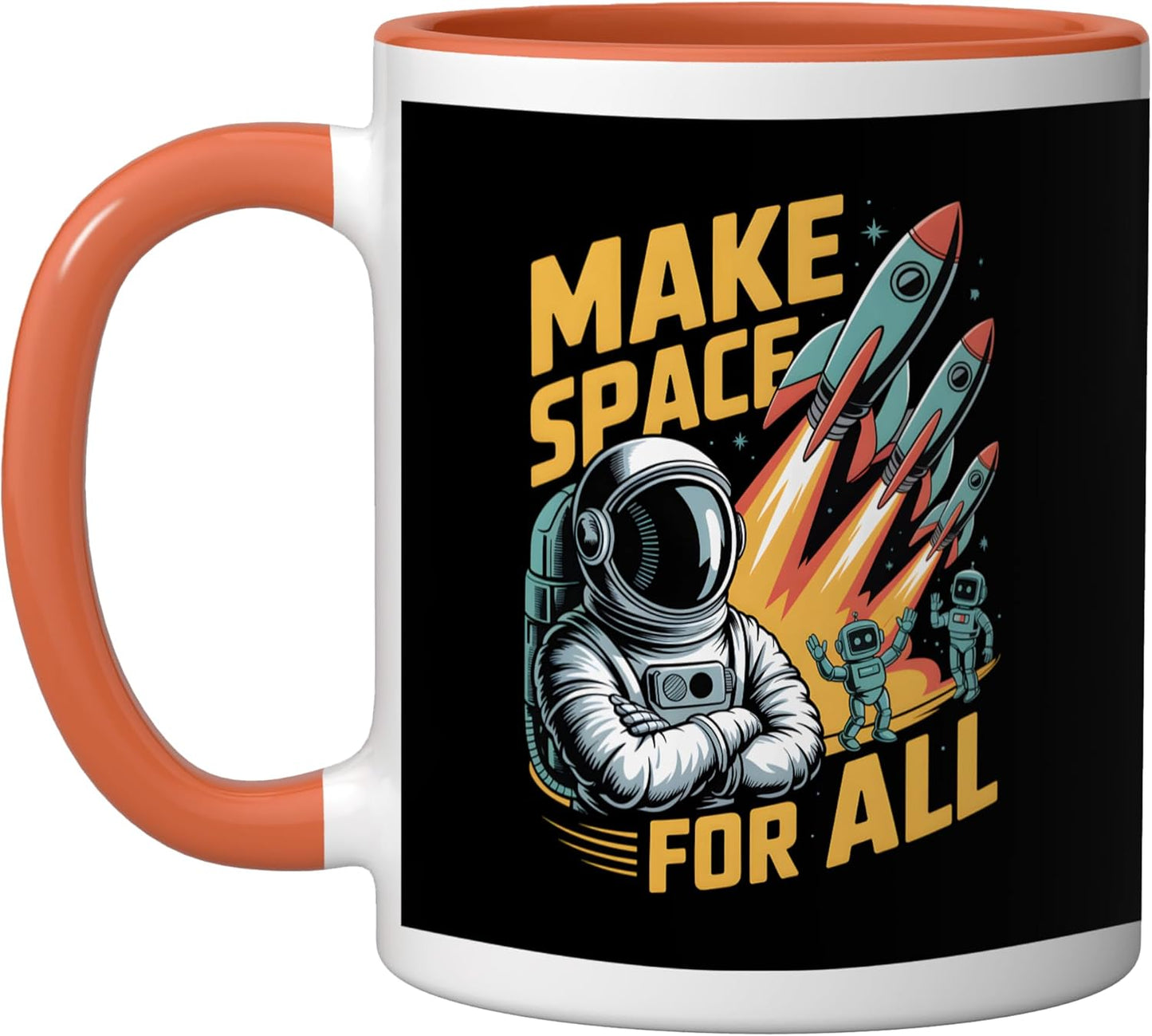 Taza Cerámica Espacio Astronomía Astronautas Naranja/Blanco