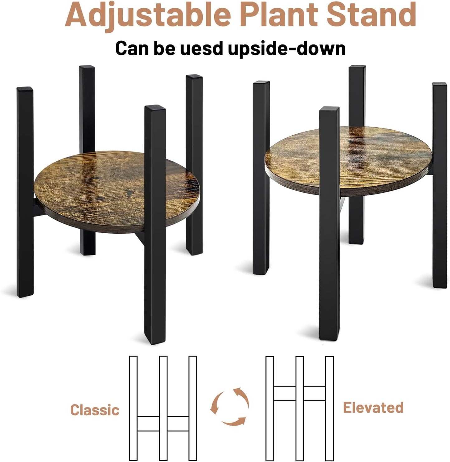 Soporte ajustable para plantas 8-13pulg madera sala