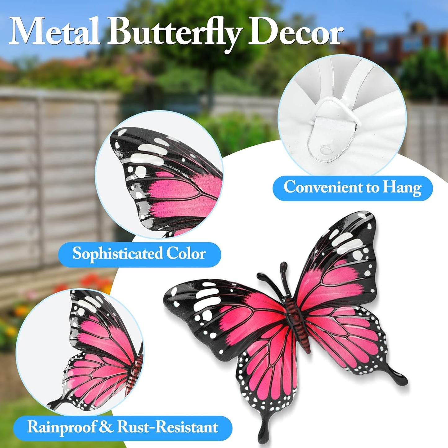 4 Mariposas Metal Colgantes Decoración Jardín Patio