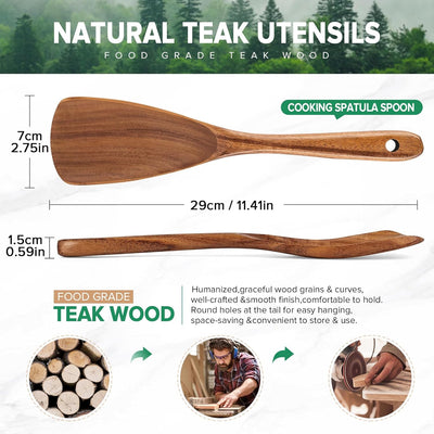 Cucharas de madera para cocinar espátula multifunción de mango de teca