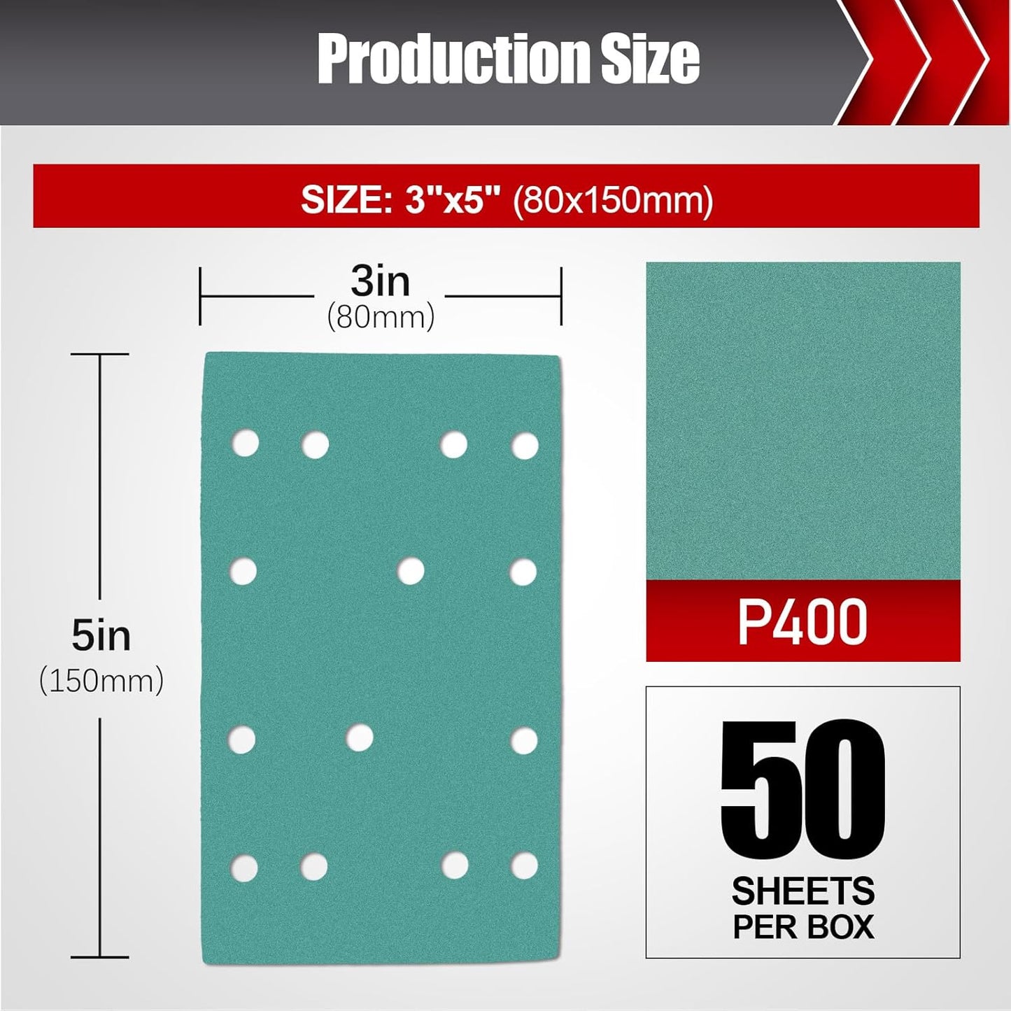 Papel lija 3x5pulg surtido 14 agujeros comp Festool RTS 400
