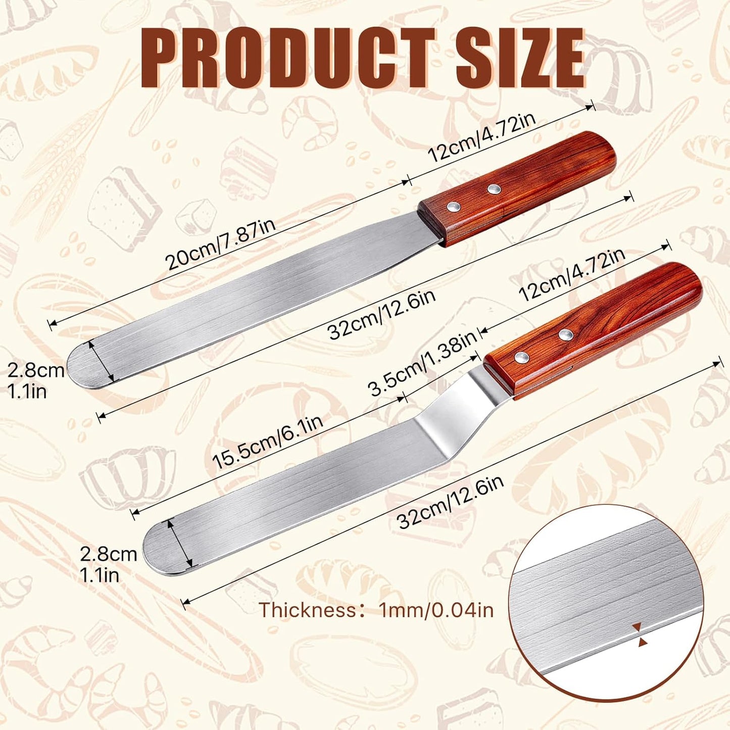 Kit esparcidor crepé espátula acero mango madera 7x5pulg