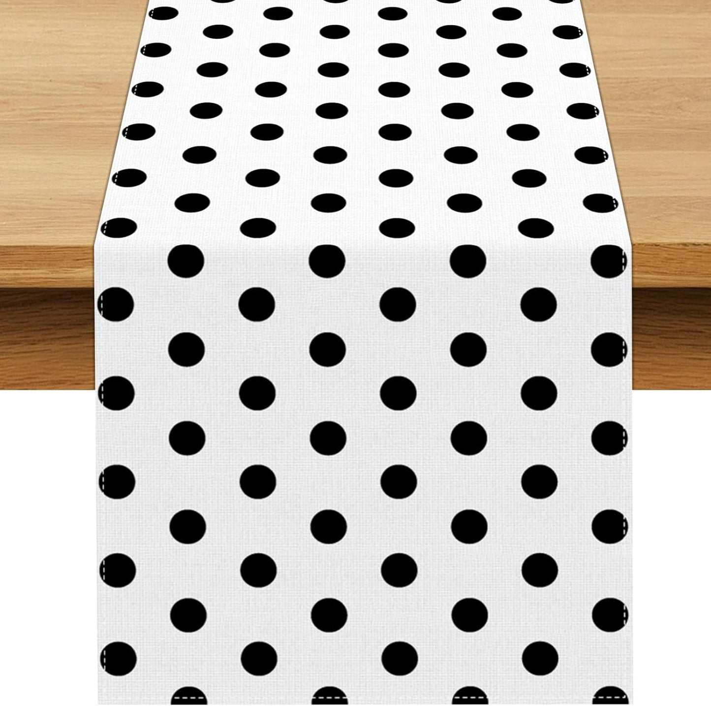 Camino mesa lunares blanco y negro 13x90pulg decoración fiesta