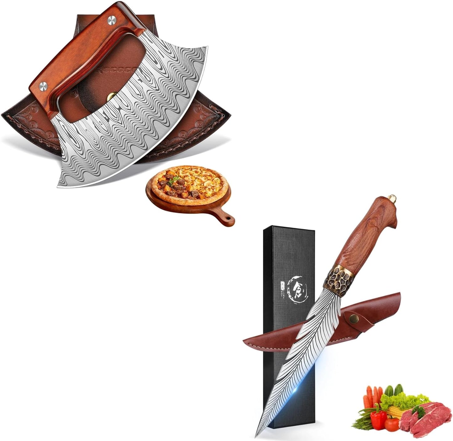 Cuchillo Ulu para pizza y cortar carne fruta verdura