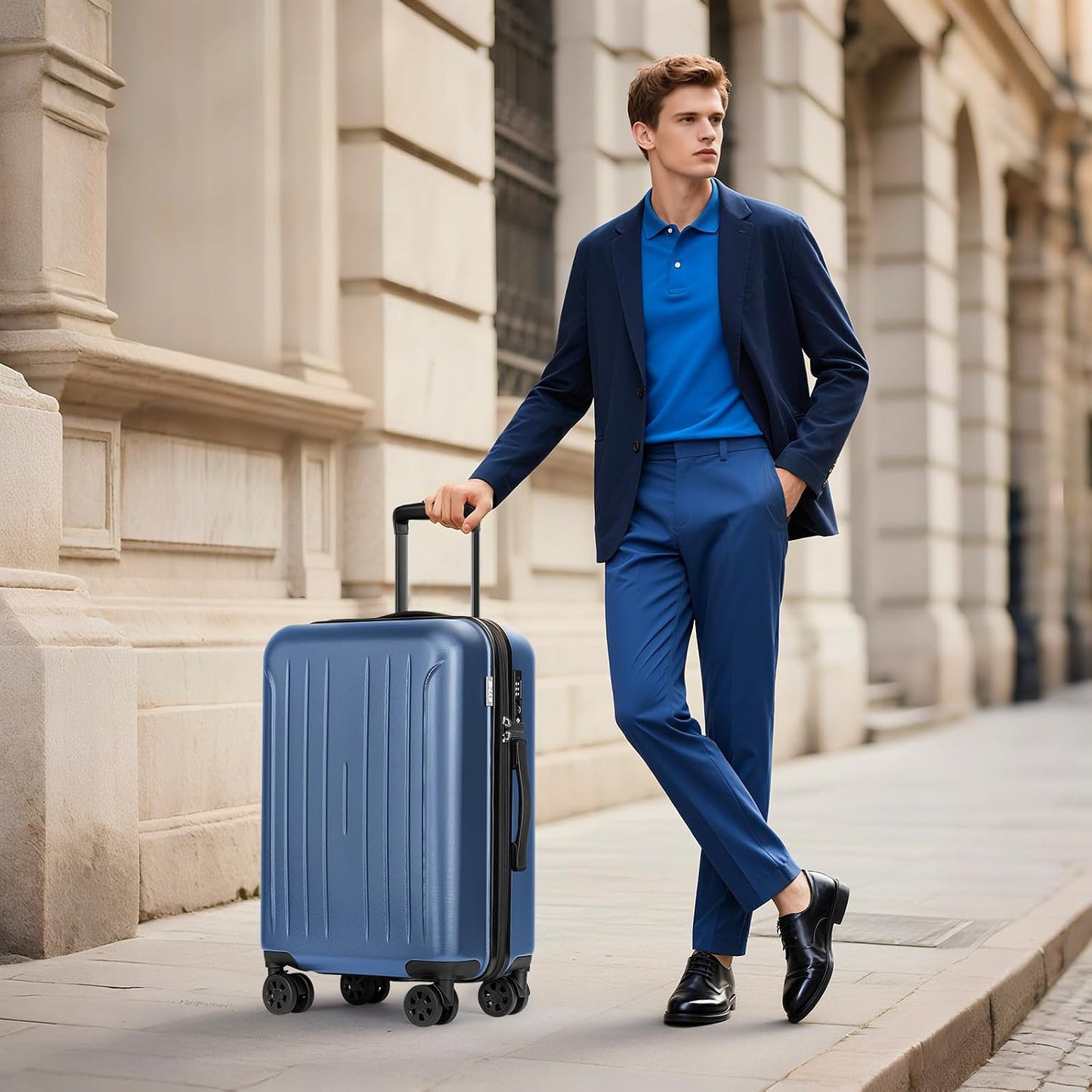 Maleta Hardshell ruedas dobles TSA cerradura azul sólido
