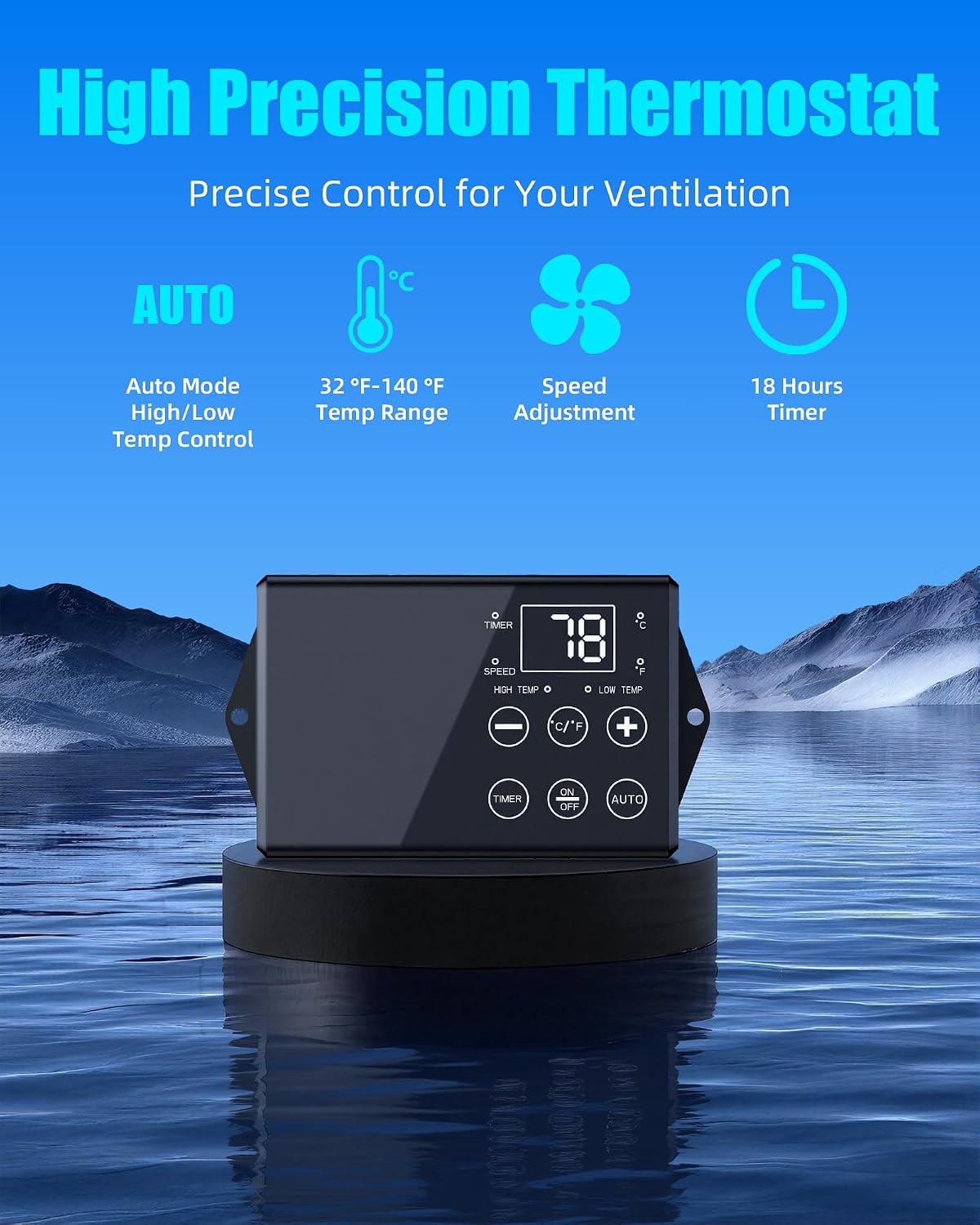 Ventilador gable 1800 CFM termostato control remoto 70W