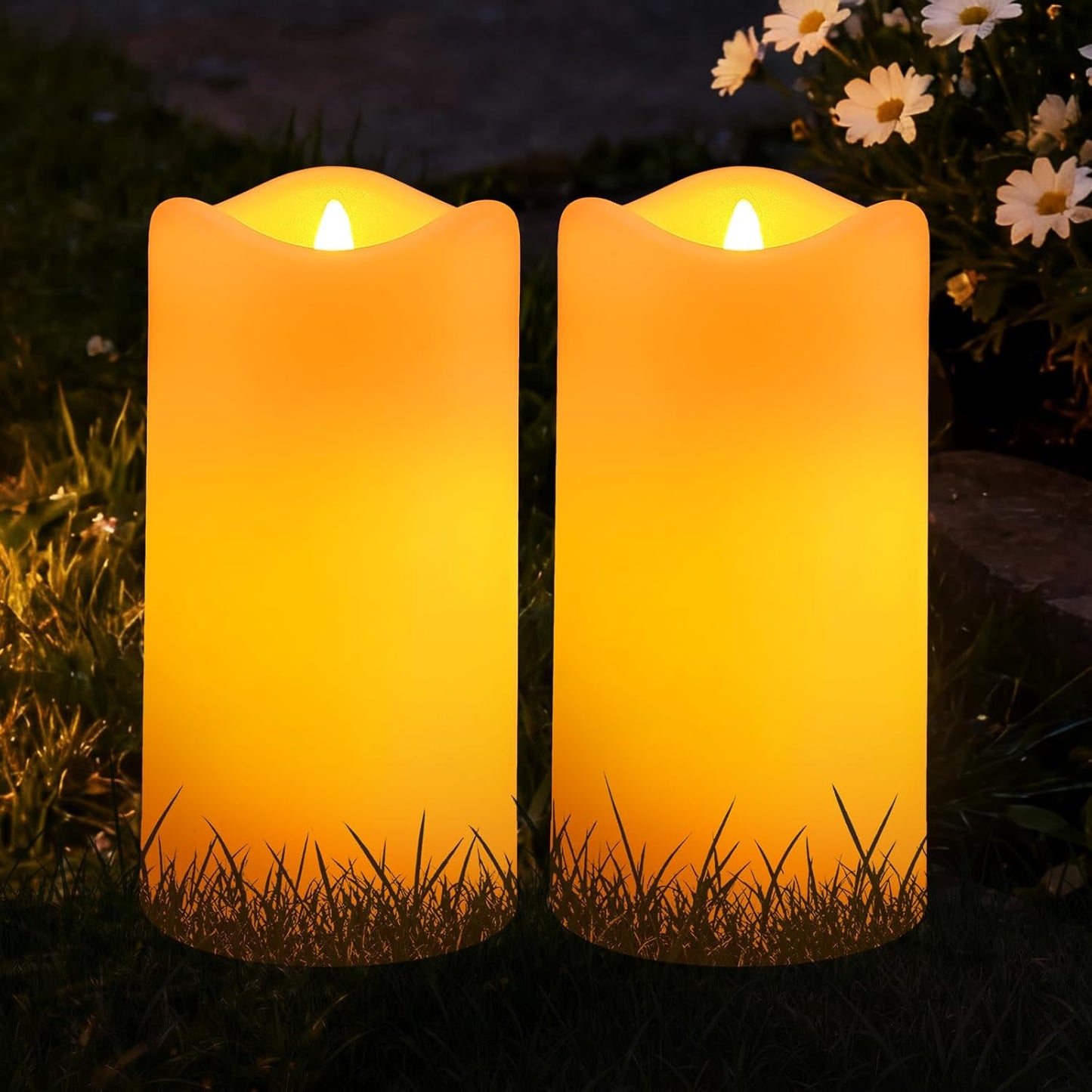 Velas solares impermeables pack 2 pilar 3x6pulg recargable