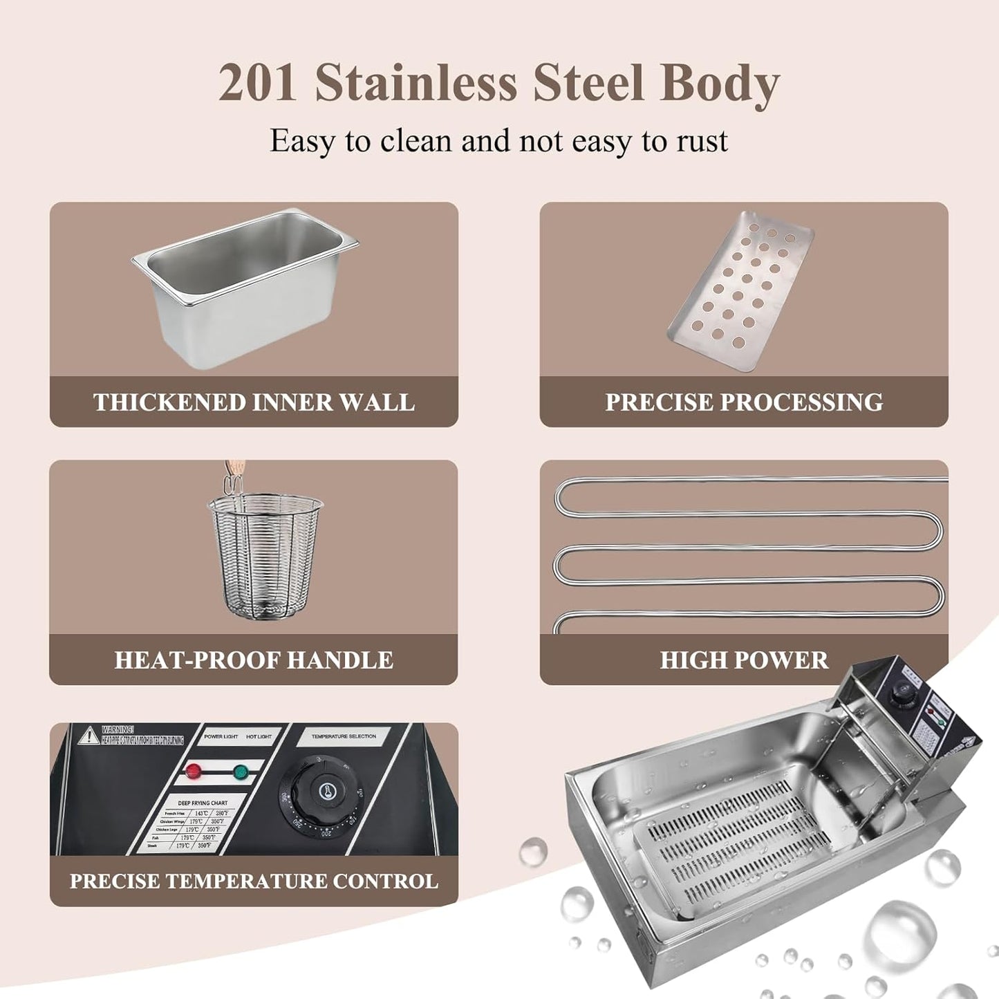 Cocina pasta comercial 6 cestas acero inox 110V