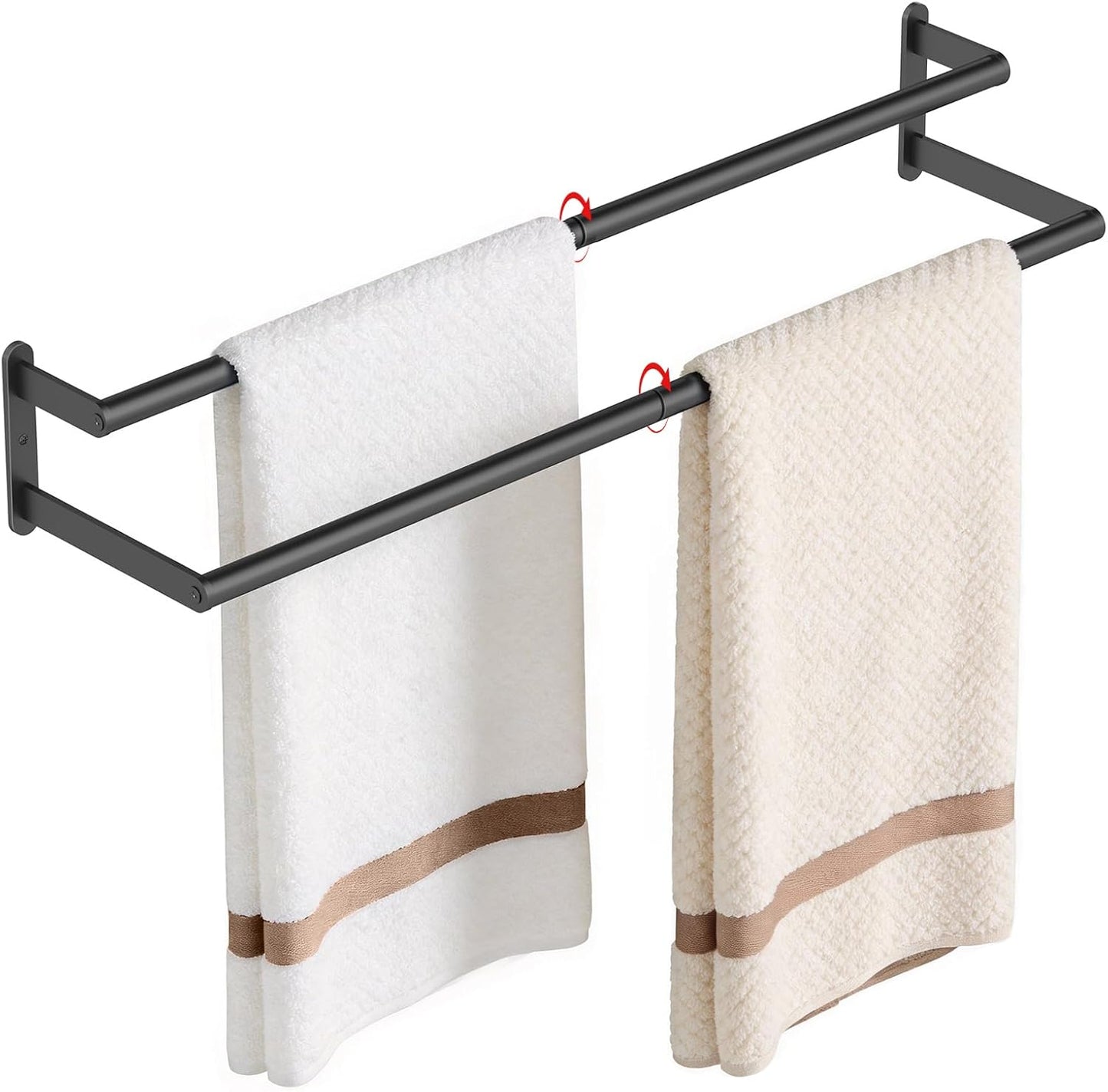 Toallero doble acero inox 24pulg para baño negro