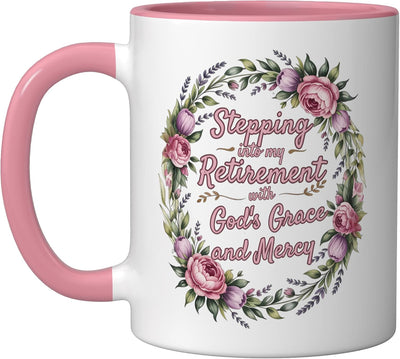 Taza Cerámica Retiro con Gracia y Misericordia Rosa/Blanca