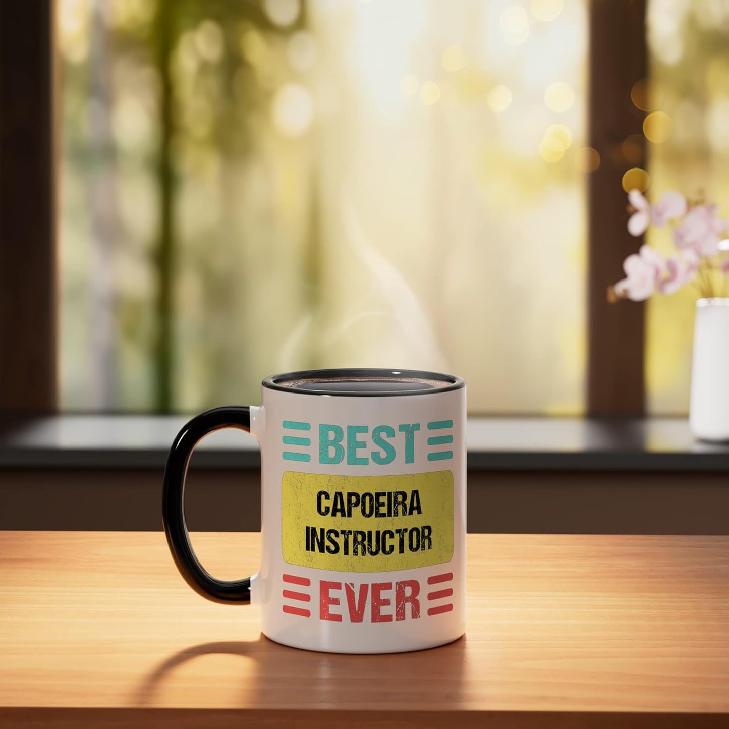 Taza cerámica para instructor de capoeira negra/blanca