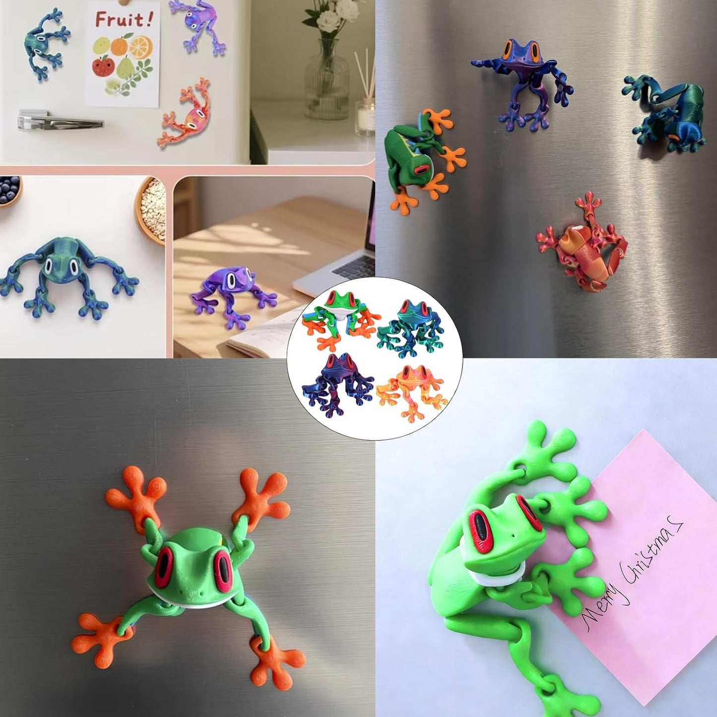 Juego de 4 imanes de rana impresos en 3D con diseño realista para nevera y armario