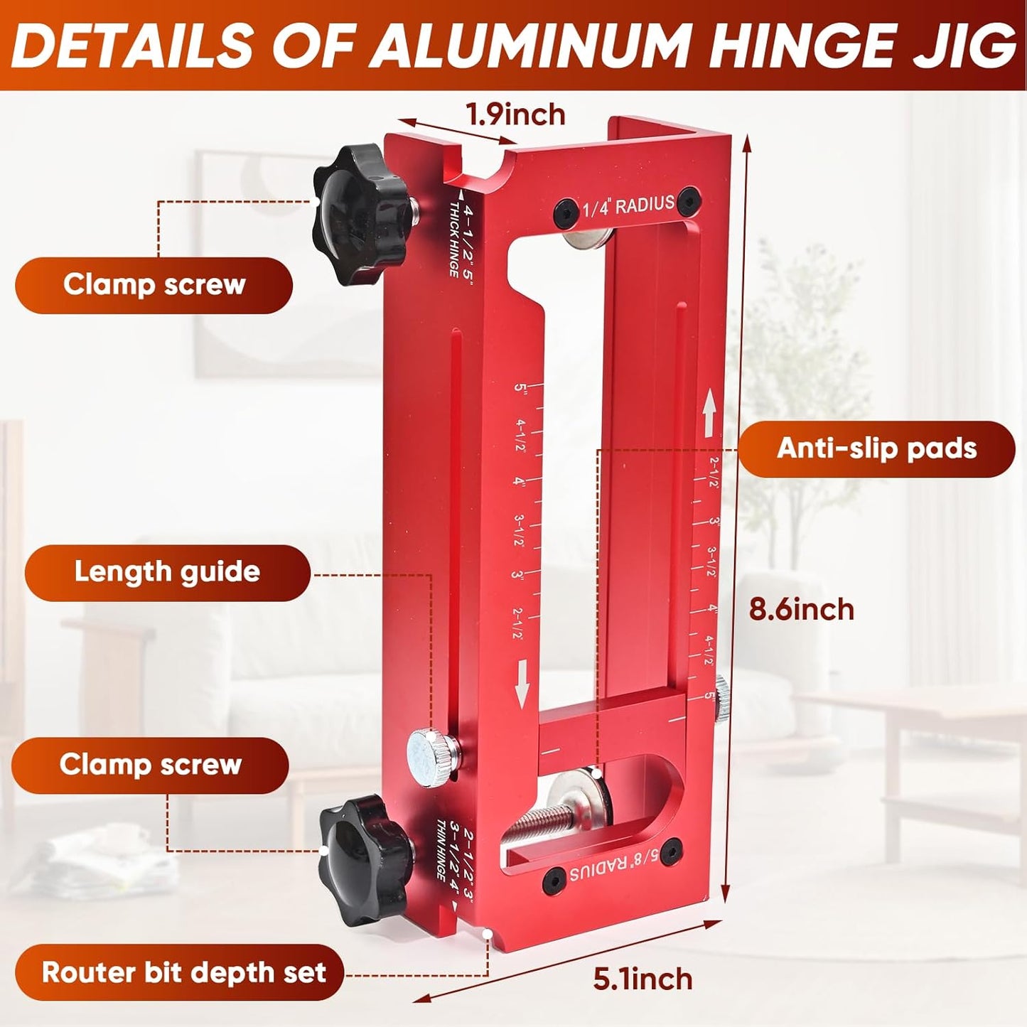 Plantilla bisagra puerta aluminio ajustable 2.5-5pulg