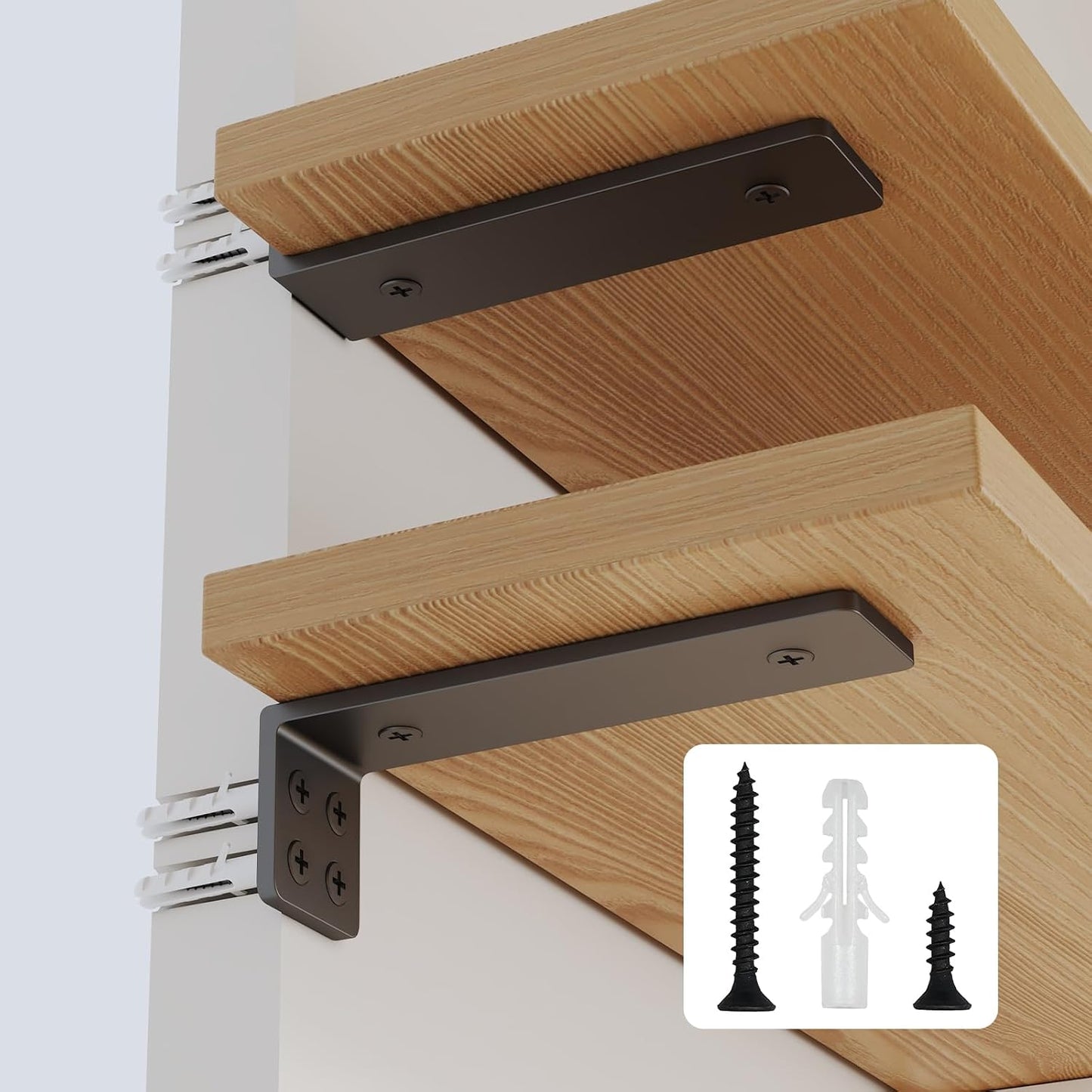 4 Soportes pared metal negro 6pulg