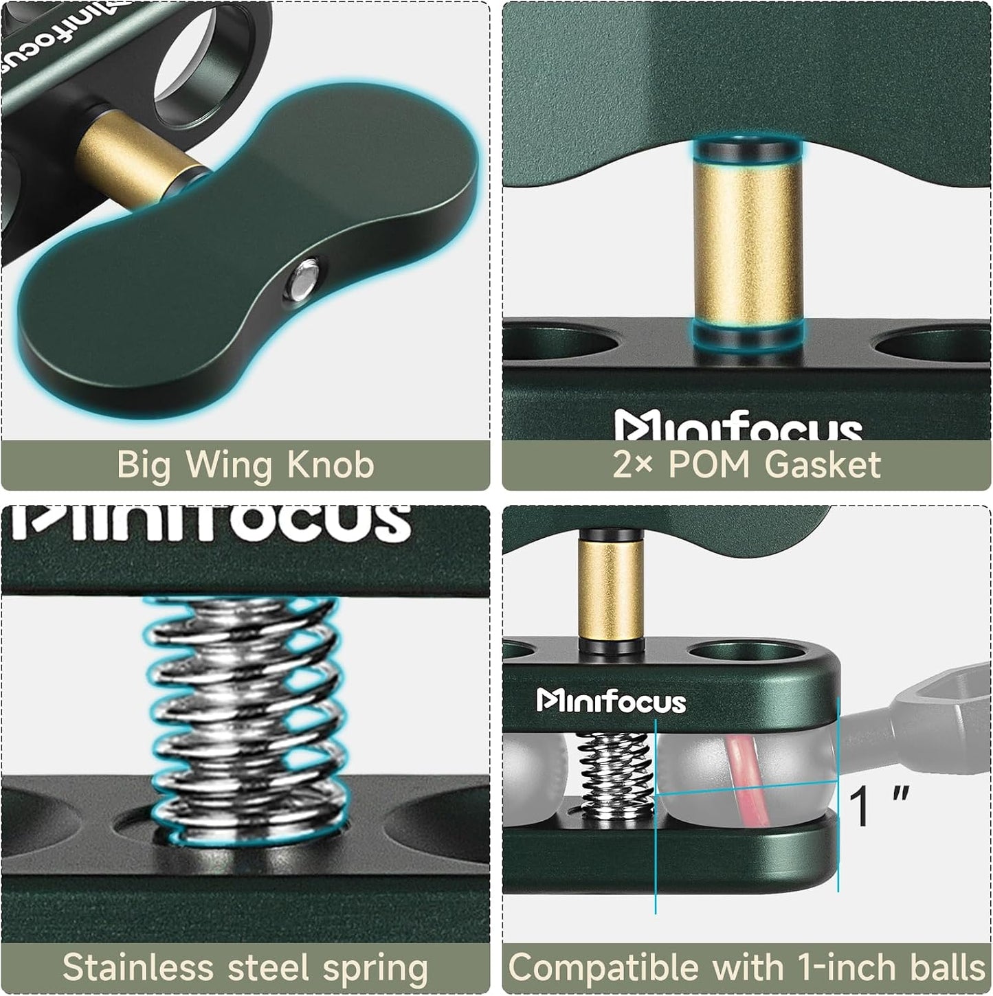 Soporte bola aluminio 1pulg adaptador 360° buceo RAM
