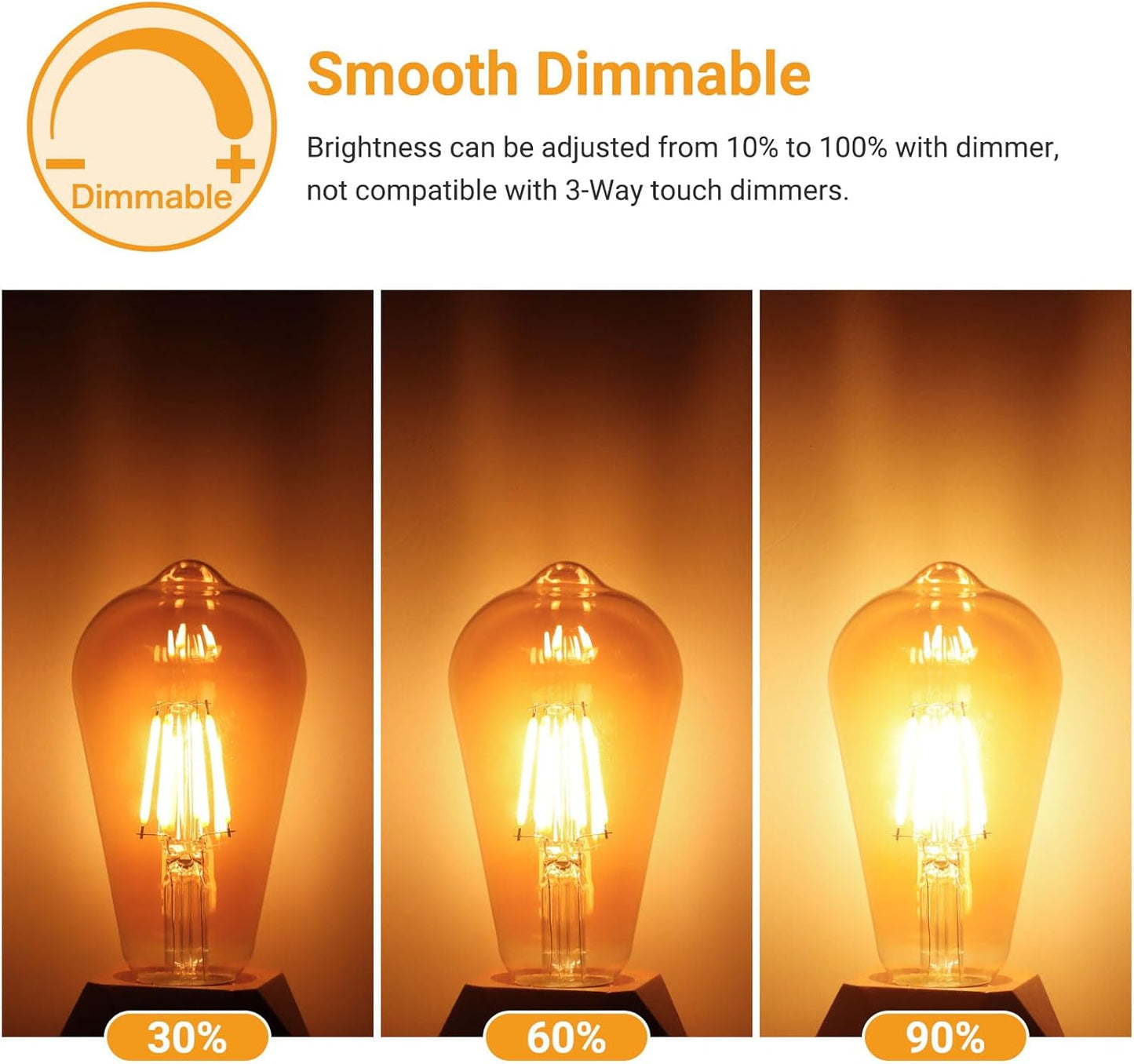 Bombilla LED Edison ST58 E26 2700K vintage cálida