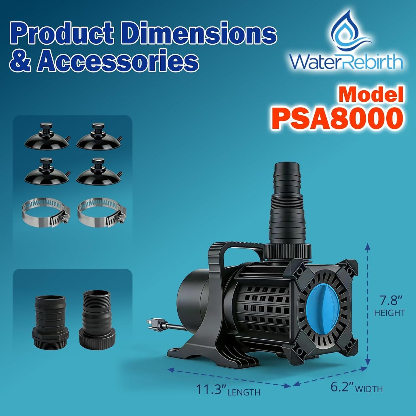 Bomba agua dulce 8500 GPH 600W elevación 26.3 pies