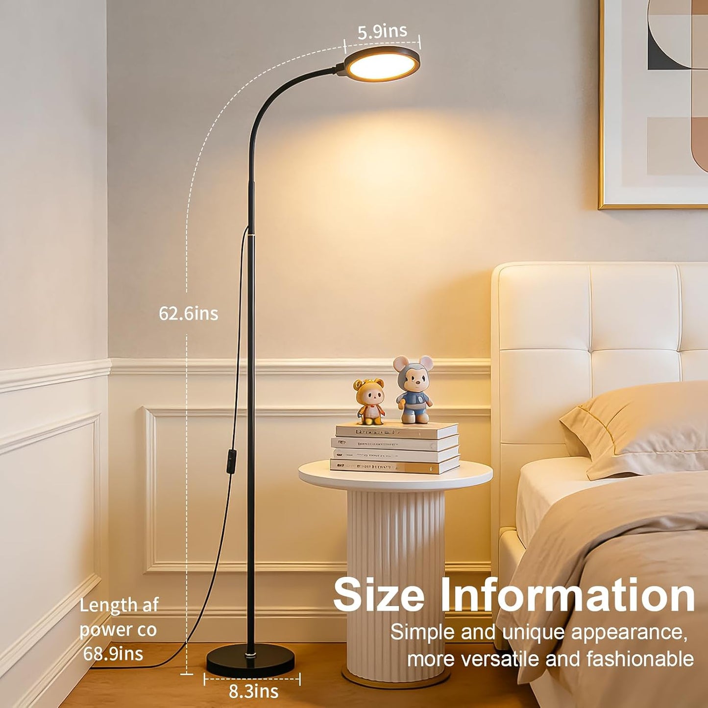 Lámpara pie ajustable cuello cisne LED sala oficina