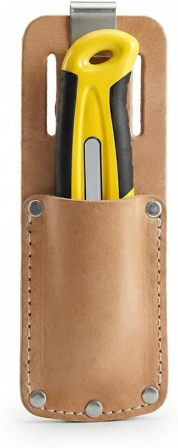 Bolsa cuero cuchillos con clip metal funda herramienta 8pulg