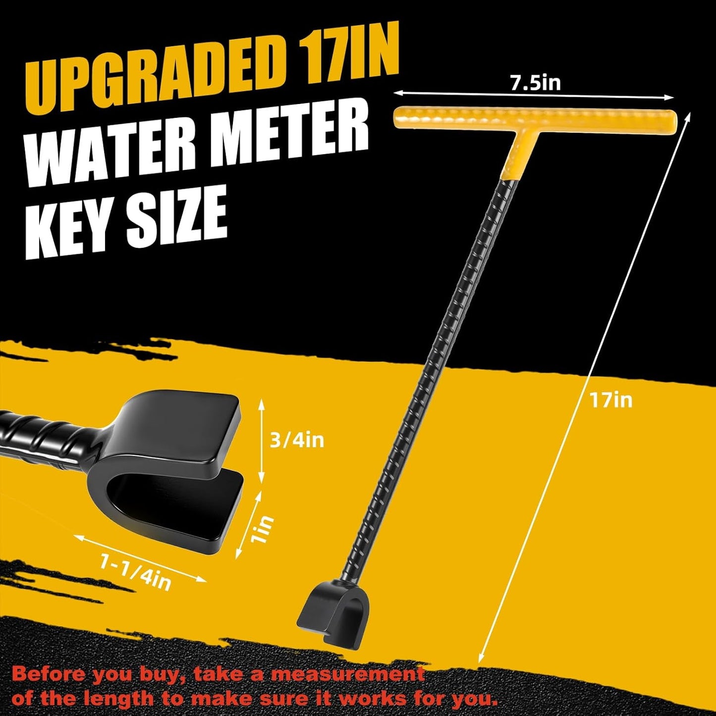 Llave medidor agua 17pulg 4 vías mango T acero refuerzo