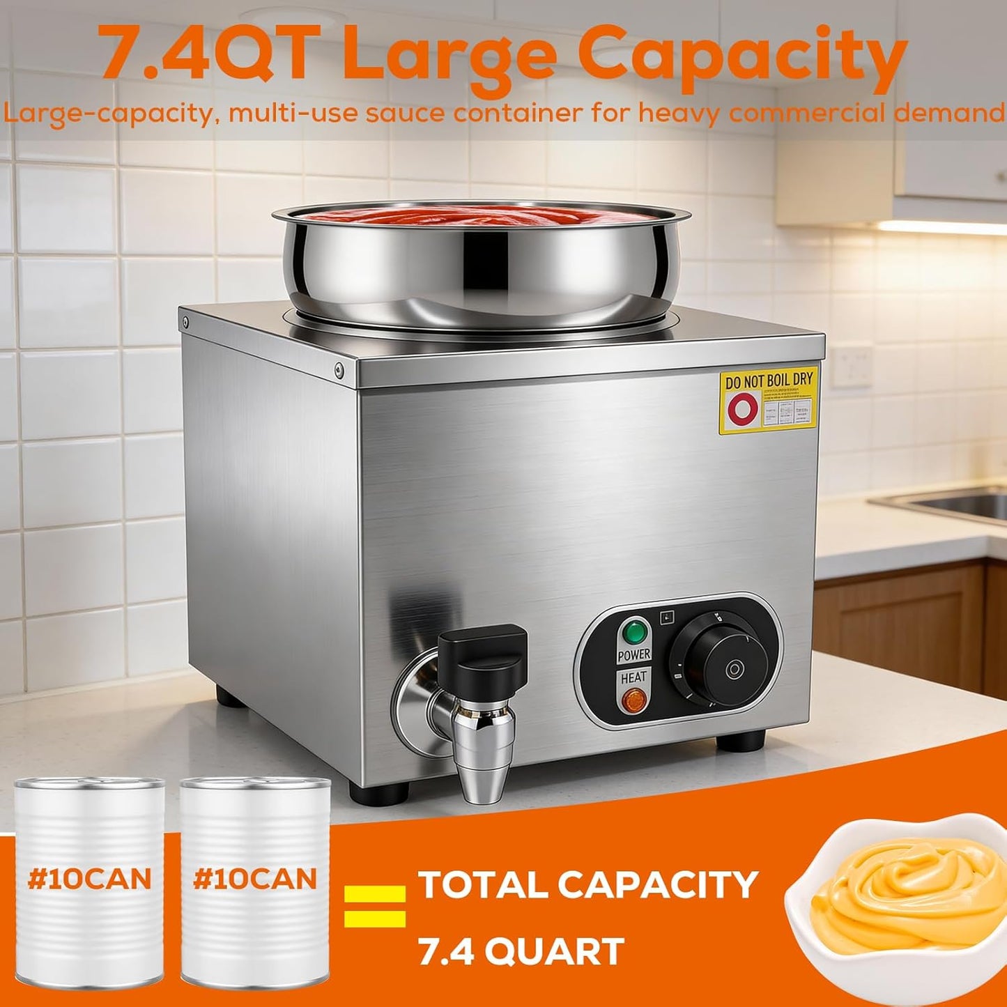 Calentador de queso acero inox 7.4qt con control temp