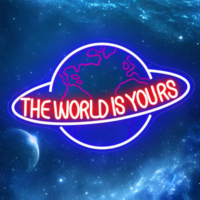 Letrero neón 'The World Is Yours' 17x10.6pulg LED azul USB