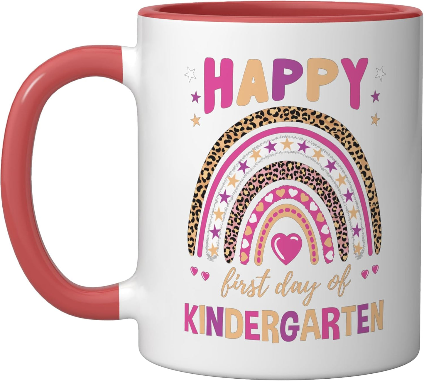Taza cerámica leopardo arcoíris para primer día de kindergarten