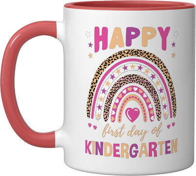 Taza cerámica leopardo arcoíris para primer día de kindergarten