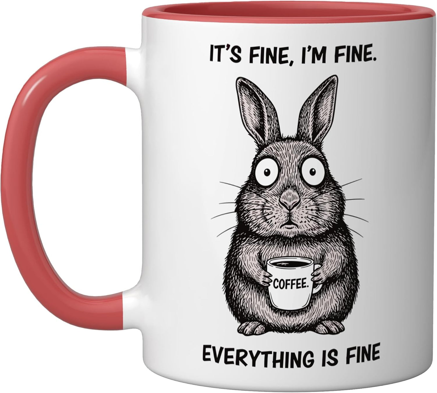 Taza Cerámica Café Conejo Rojo/Blanco