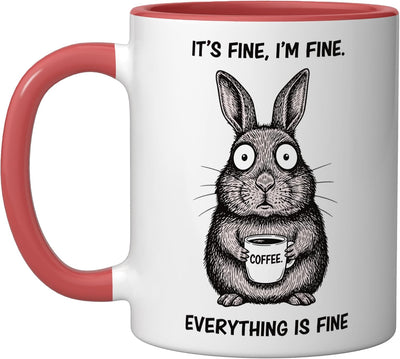 Taza Cerámica Café Conejo Rojo/Blanco