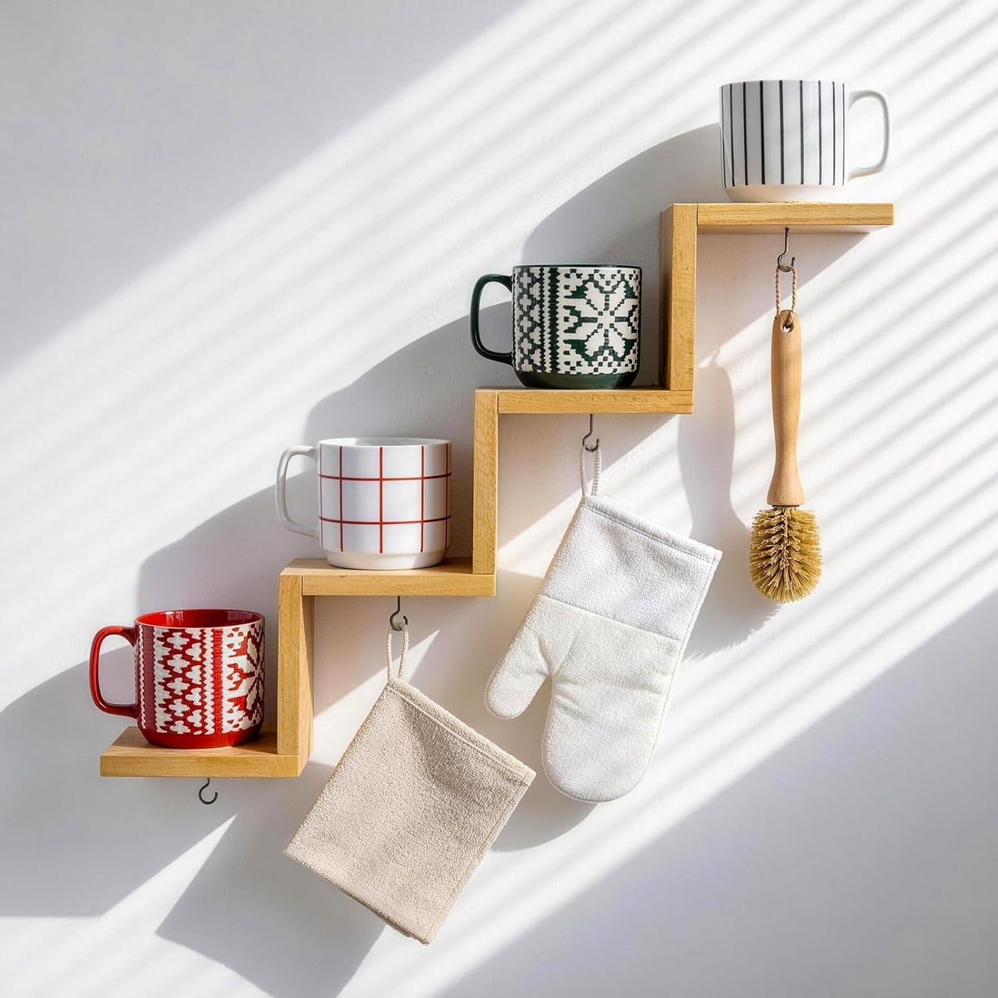 Estante para tazas café pared varios niveles cocina
