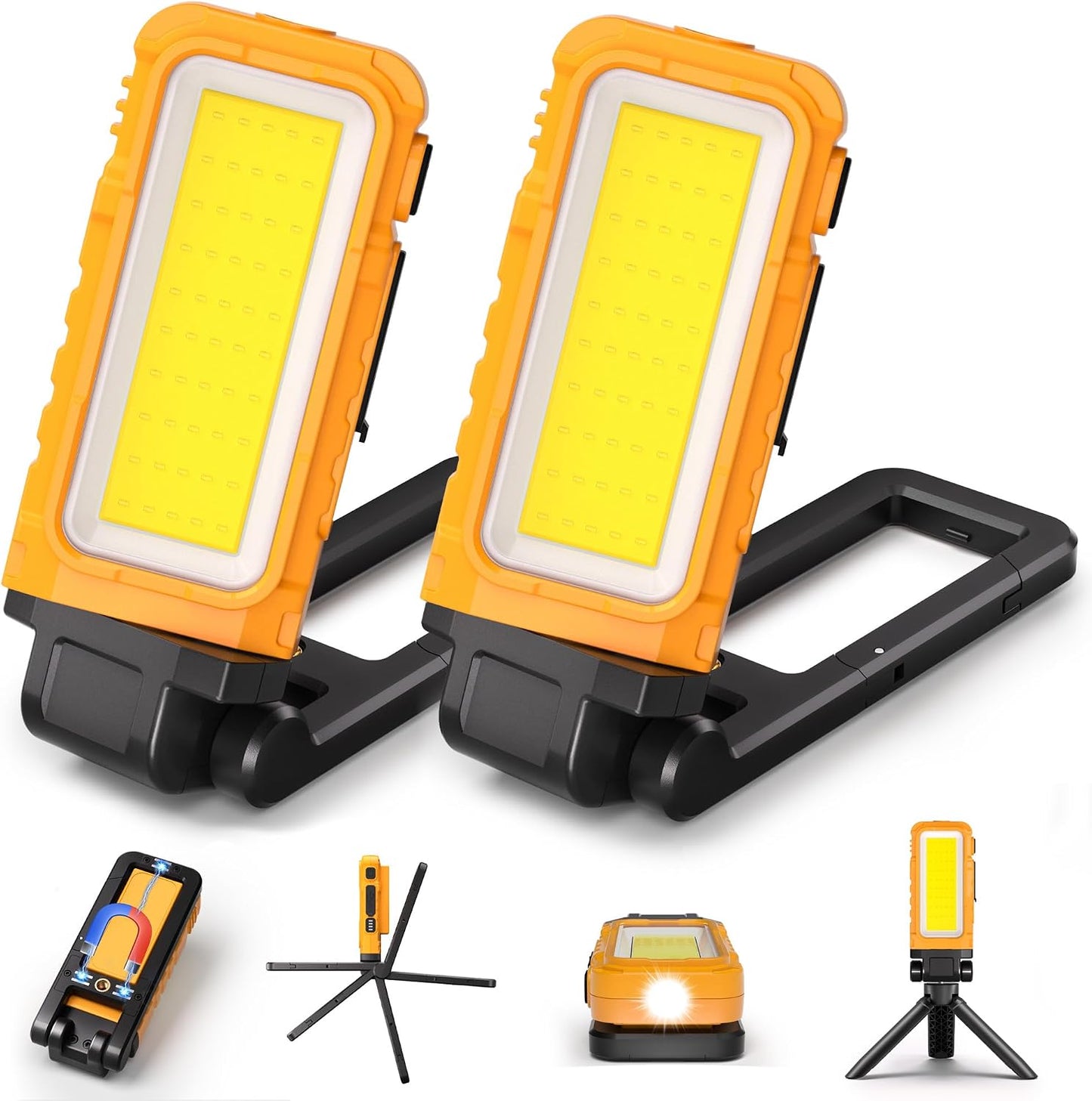 2 Luces LED Recargables con Soporte Giratorio Magnético 1/4pulg