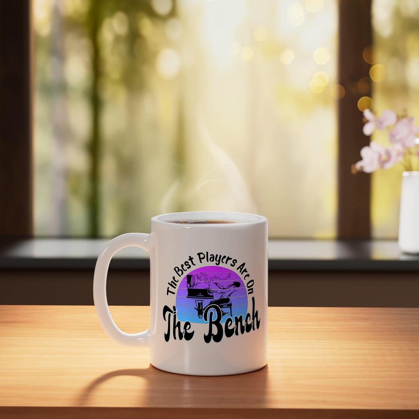 Taza de cerámica para pianista retro blanco