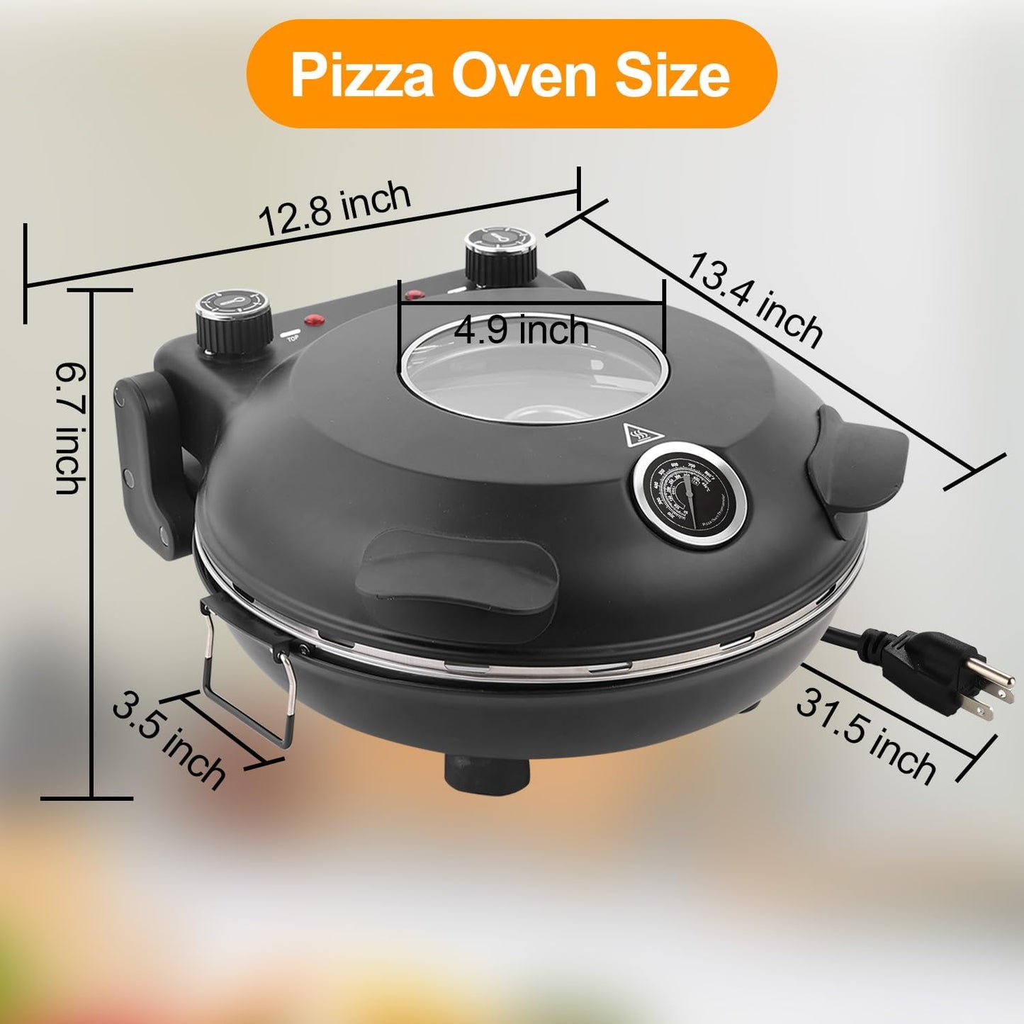 Horno pizza interior 12 pulg calentamiento rápido 800°F