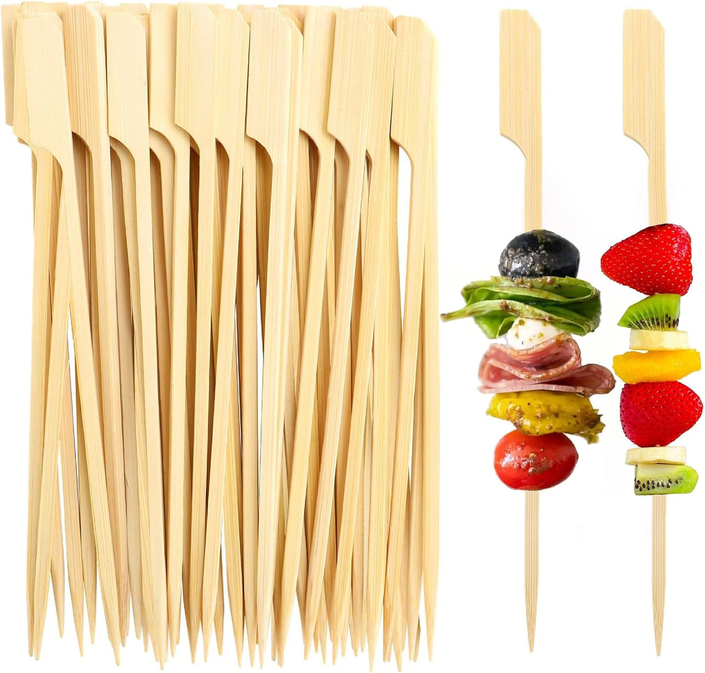 Pinchos bambú 4.7x6pulg 200/300pzas para brochetas frutas parrilla